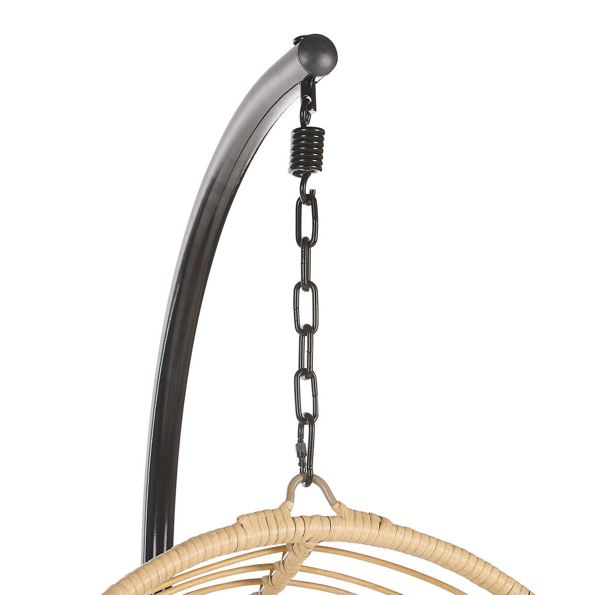 HÄNGESESSEL mit Gestell PE Rattan natürlich 97 cm Casoli - Naturfarben, Kunststoff (97/199/97cm) - Beliani