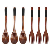 BESTECK-SET 6-teiliges Holz-Besteck-Set - Braun, Metall