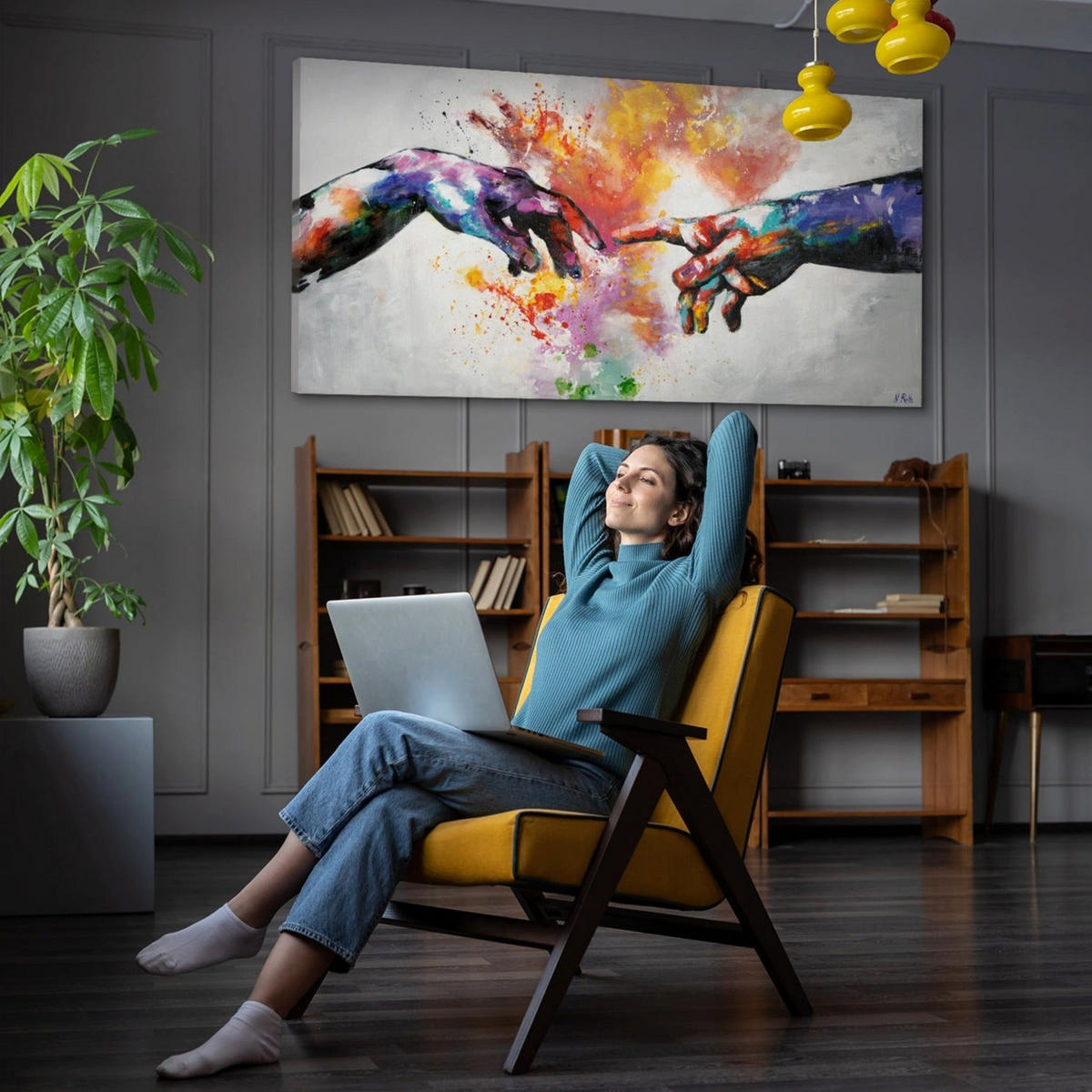 GEMÄLDE Galaktisch auf Keilrahmen 140x70 cm - Multicolor, Holz (140/70cm) - YS-art gallery