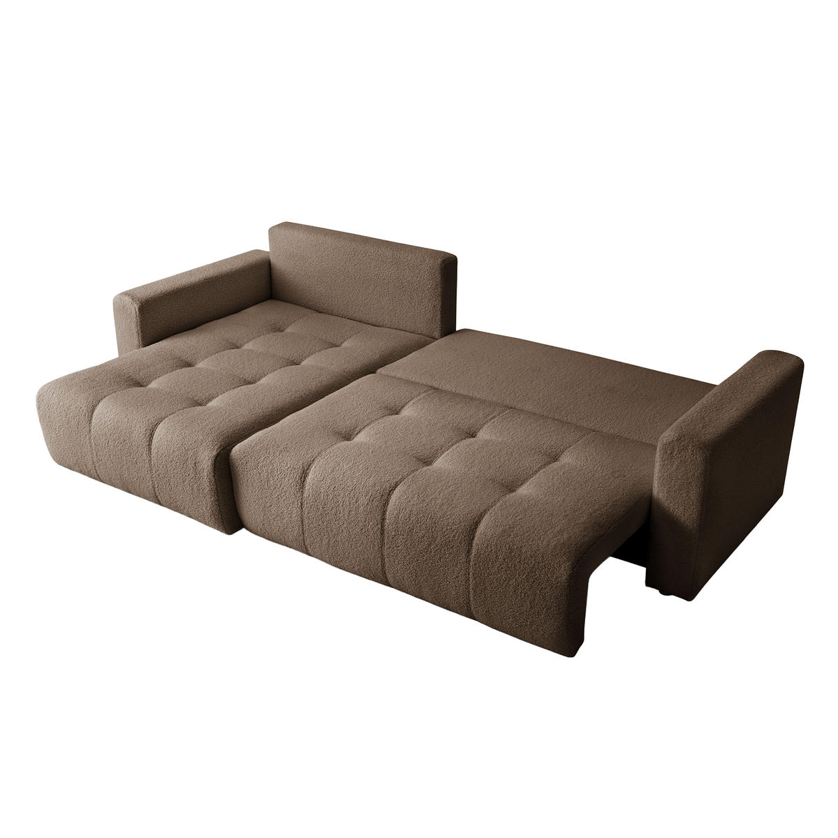 ECKSOFA WALONGO mit Schlaffunktion, Braun - Braun, Textil (261/143cm) - Fedve