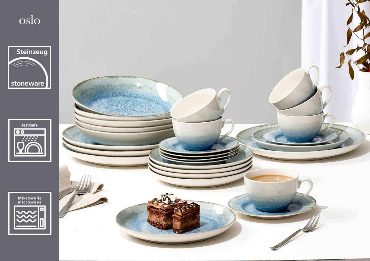KOMBISERVICE Oslo blau-grau 30er Set - Blau/Grau, Keramik (2/2/2cm) - Ritzenhoff Breker