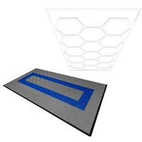 GARAGENBODENFLIESEN Belüftete und sechseckige LED-Leuchten 90 Graue x 30 Blaue - mit Kanten - Grau, Kunststoff (40/1.8/40cm)