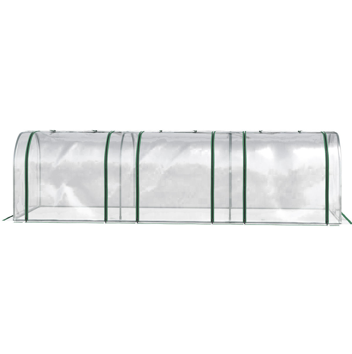 GEWÄCHSHAUS 295/100/80 cm transparent mit 3 Fenstern und Stahlrahmen - Transparent, Metall (100/80/295cm) - Flora Grace