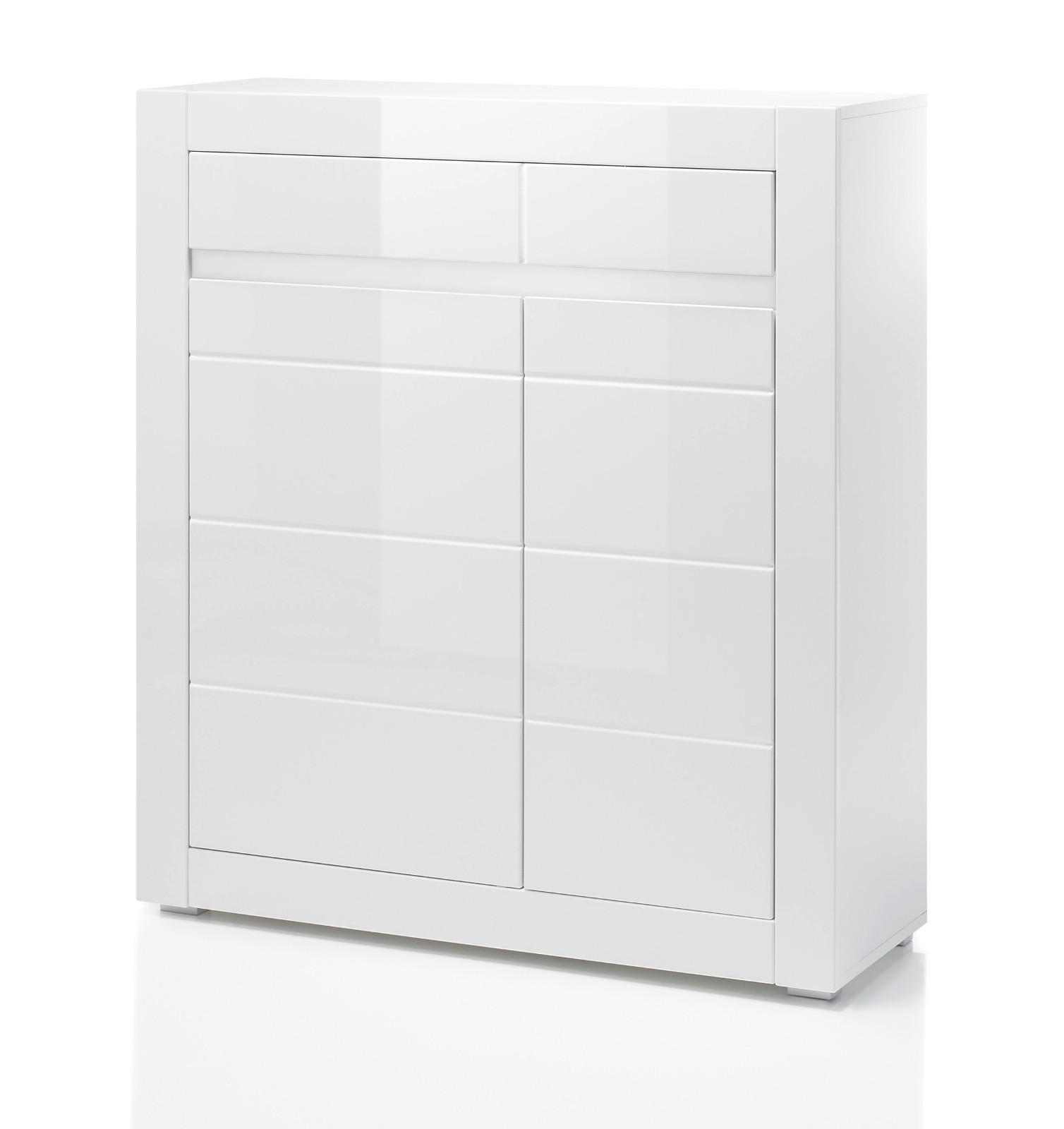 KOMMODE Hochglanz weiß, Highboard 100 x 112 cm mit Soft-Close - Weiß Hochglanz/Weiß, Holzwerkstoff/Kunststoff (100/112/35cm) - Furn.Design