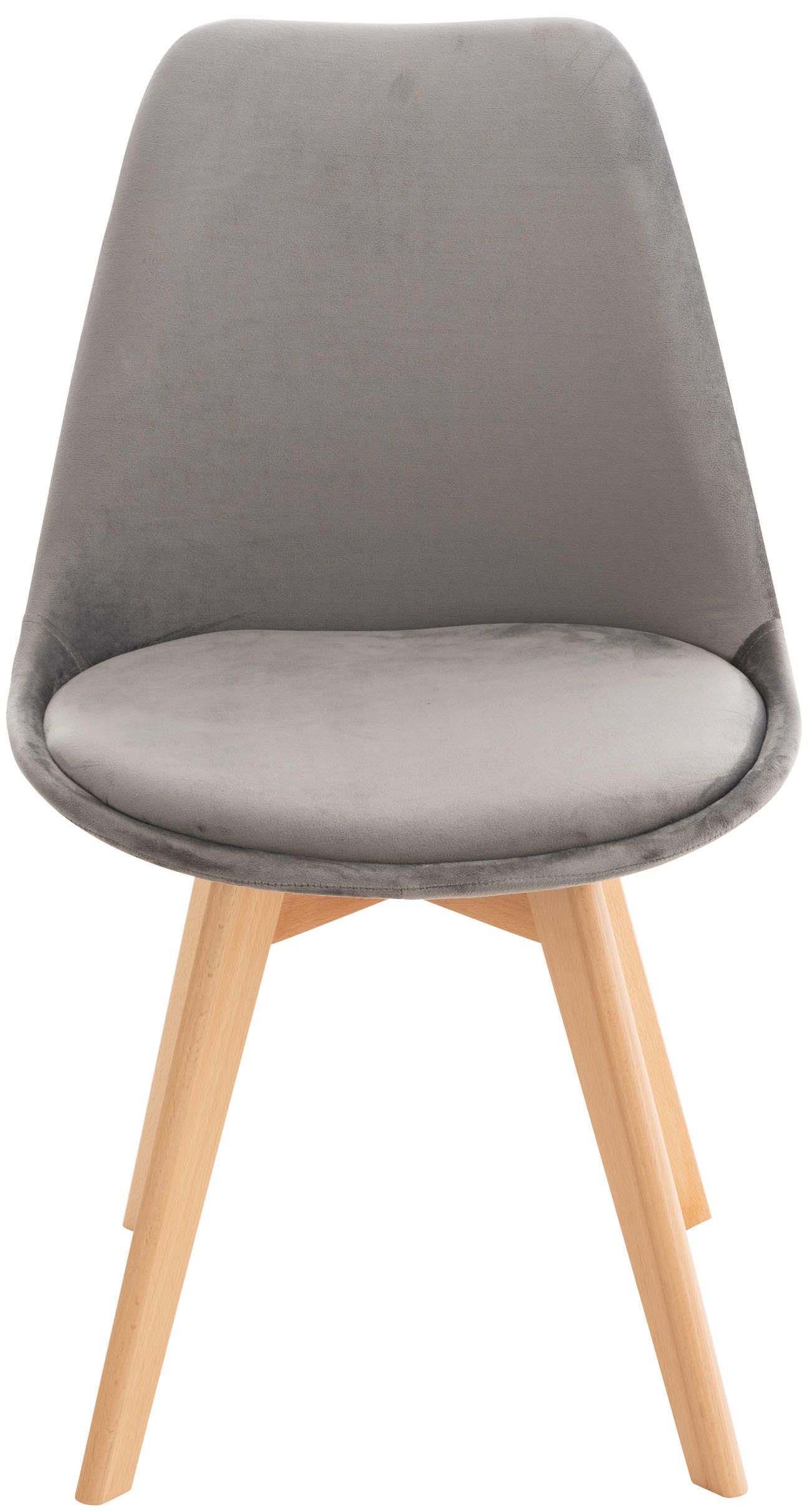 STUHL 4er Set Samt grau - Eukalyptusholzfarben/Grau, Holz/Textil (49/83/50cm) - CLP