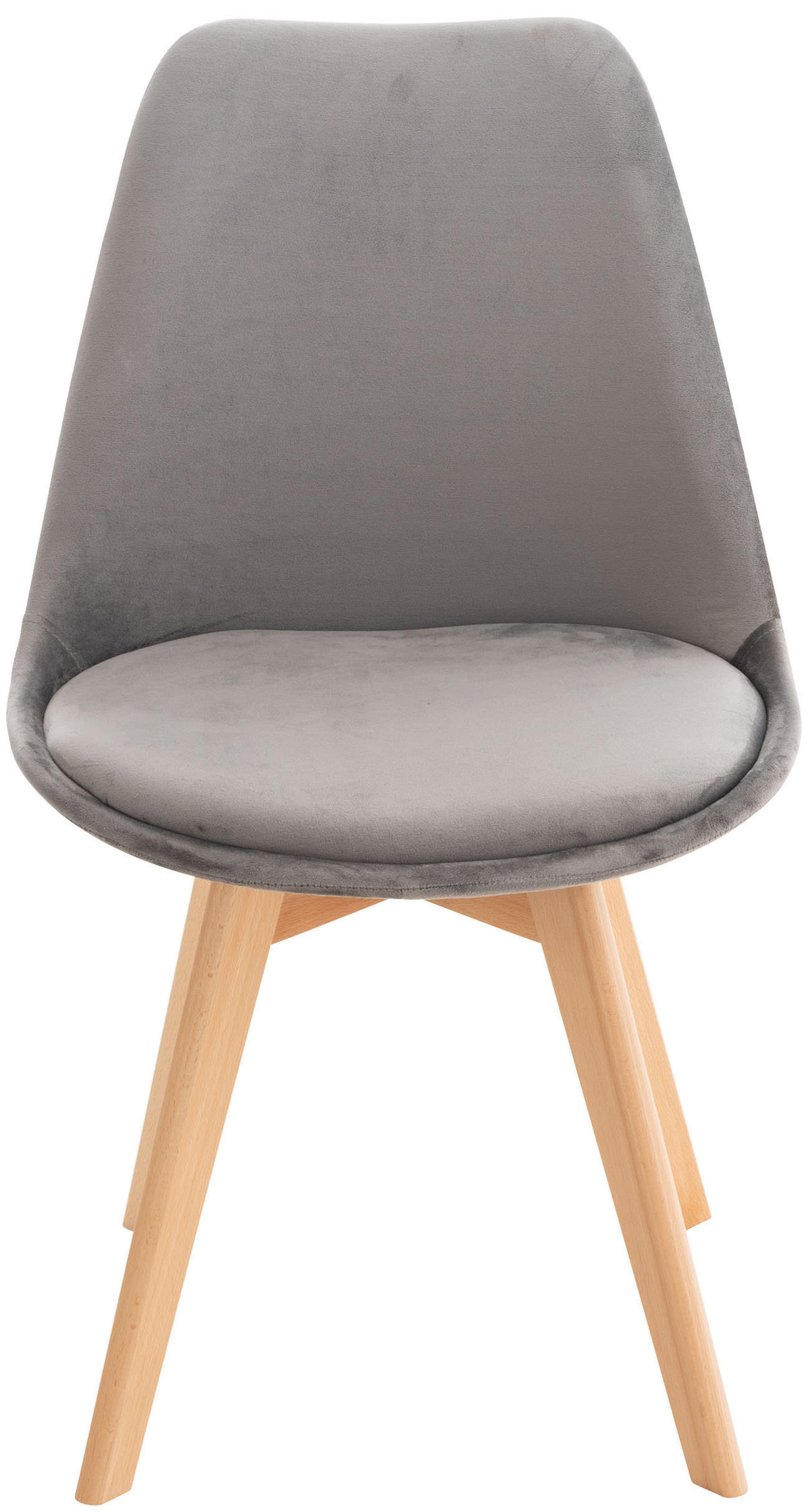 STUHL Samt grau - Eukalyptusholzfarben/Grau, Holz/Textil (49/83/50cm) - CLP