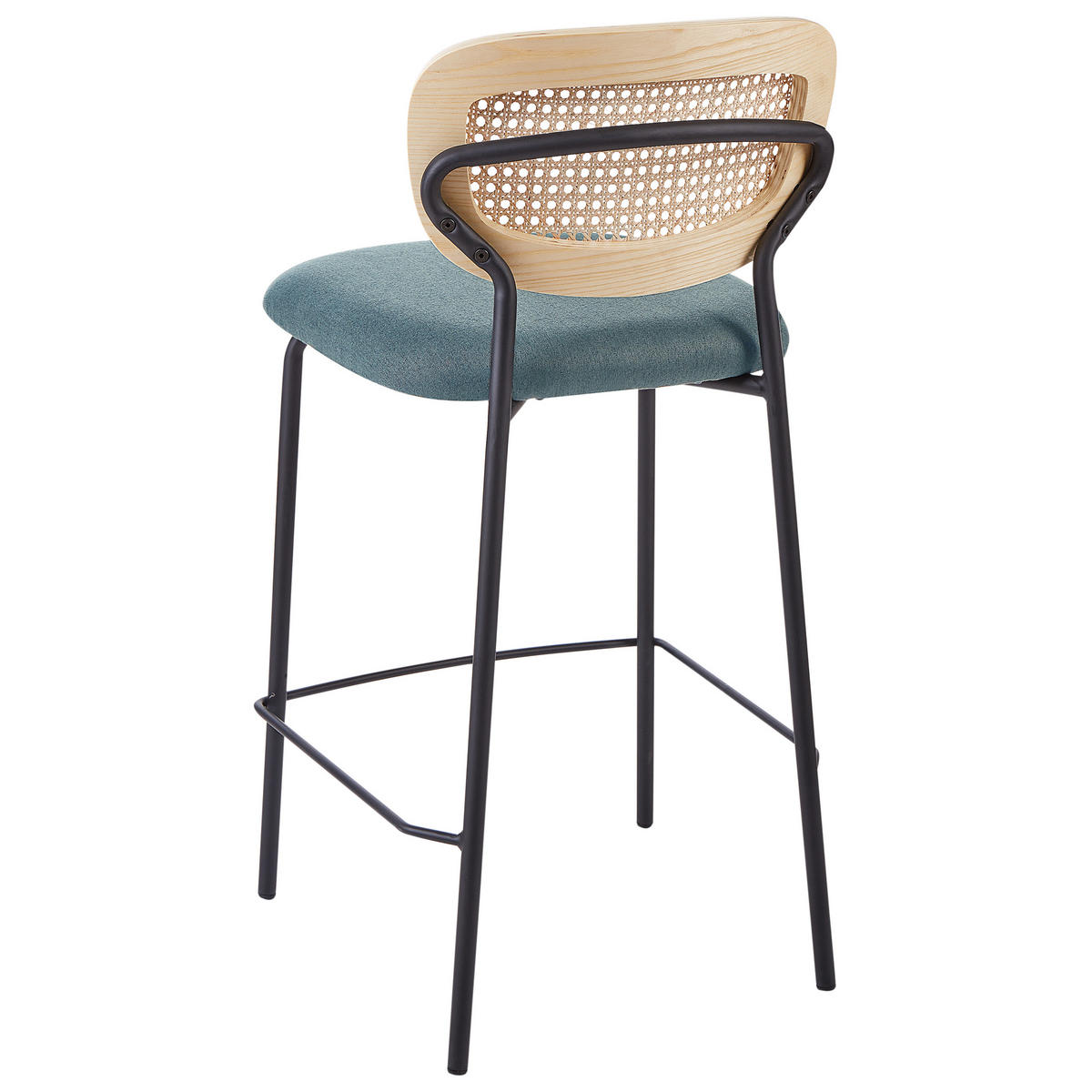 BARSTUHL 2er-Set Rattan Blaugrün Mayetta - Jadegrün, Textil (45/90/43cm) - Beliani