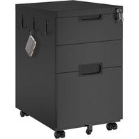 ROLLCONTAINER Schwarz Bürocontainer abschließbar - Schwarz, Metall (52/67/39cm) - Hoobro