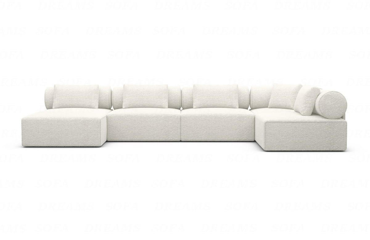 WOHNLANDSCHAFT Cipriani Weiß Boucléstoff - Weiß, Kunststoff (400/77/200cm)