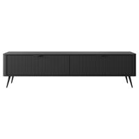 LOWBOARD Vespasia 2T Schwarz 200/51,2/38 cm – Geriffelten Fronten - Schwarz, Holzwerkstoff/Metall (200/51.2/38cm) - AX Living