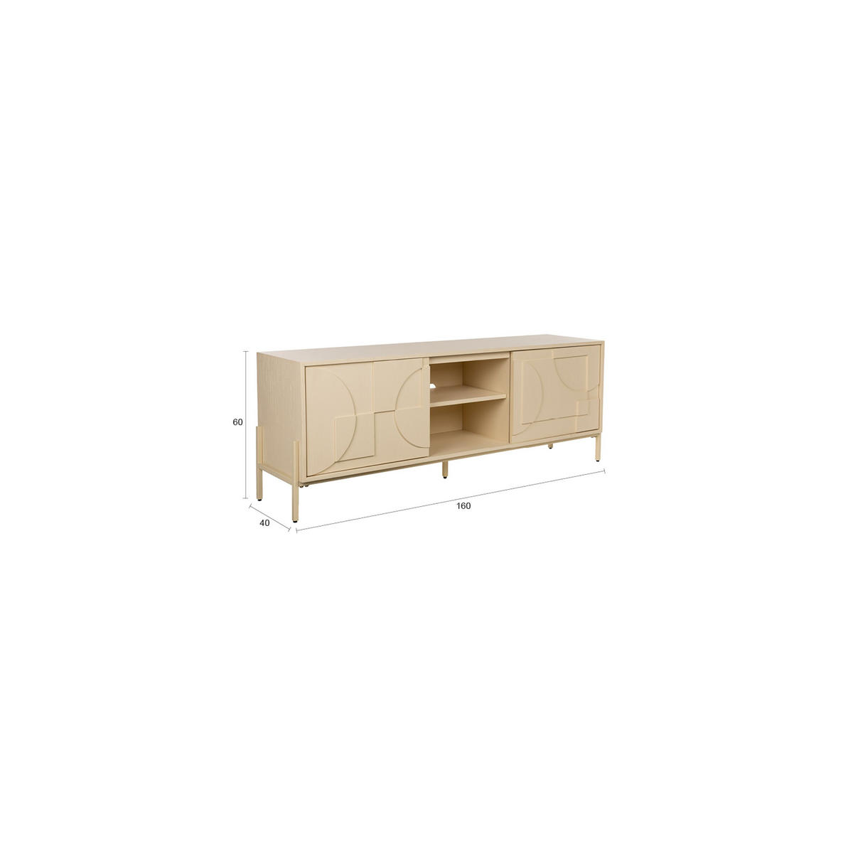 SIDEBOARD Faces - Beige, Holz (160/60/40cm) - Zuiver
