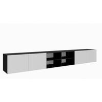 TV-SCHRANK Weiß Schwarz Nikol Gefräste Fronten Regale 300 cm - Schwarz/Weiß, Holzwerkstoff (300/41/40cm) - Sepro Meble