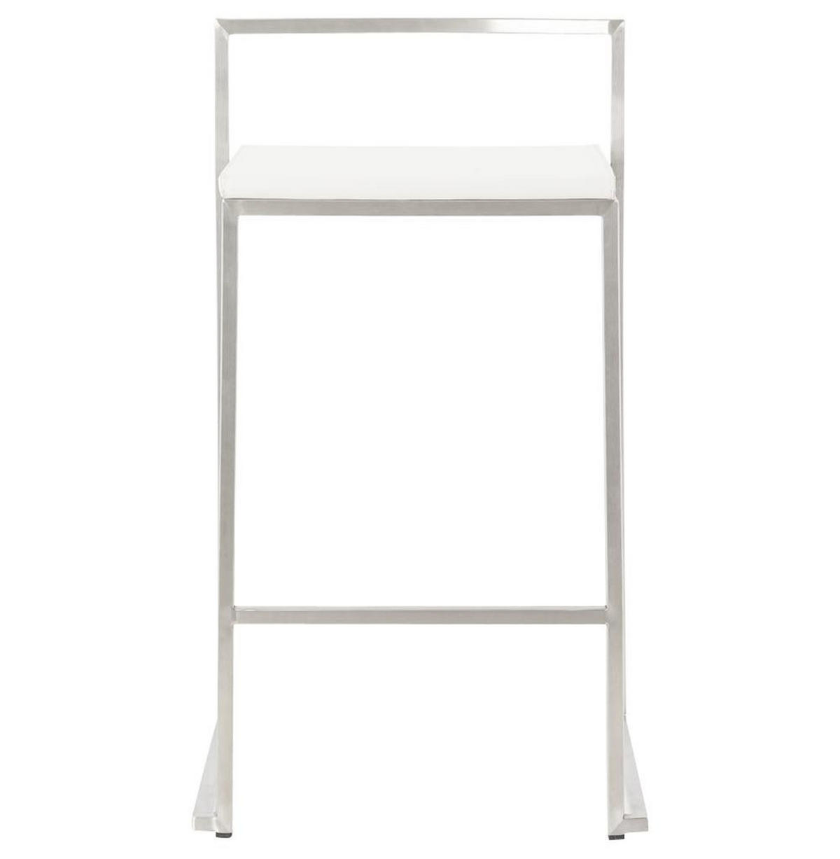 BARHOCKER Kunstleder Stahlrahmen Sitzhöhe 65cm Industrial LEXARIX MINI, Weiß 44x41x76,5 cm - Silberfarben/Weiß, Kunststoff/Textil (43/77/41cm) - KADIMA DESIGN
