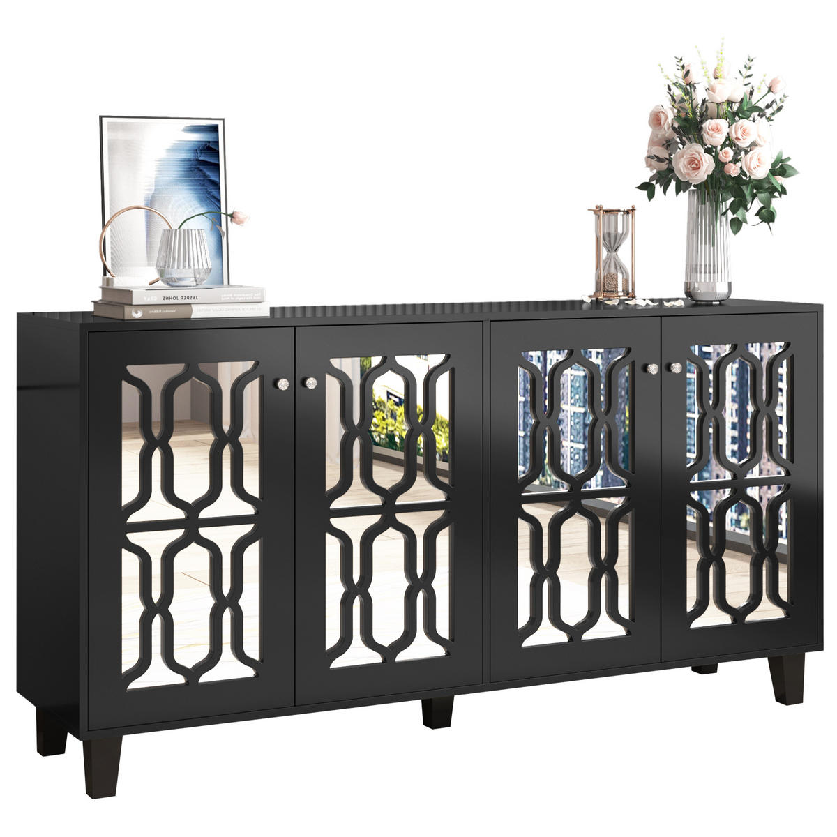 SIDEBOARD Black 160/40/84 cm - Schwarz, Holz (160/84/40cm) - Urban Meuble