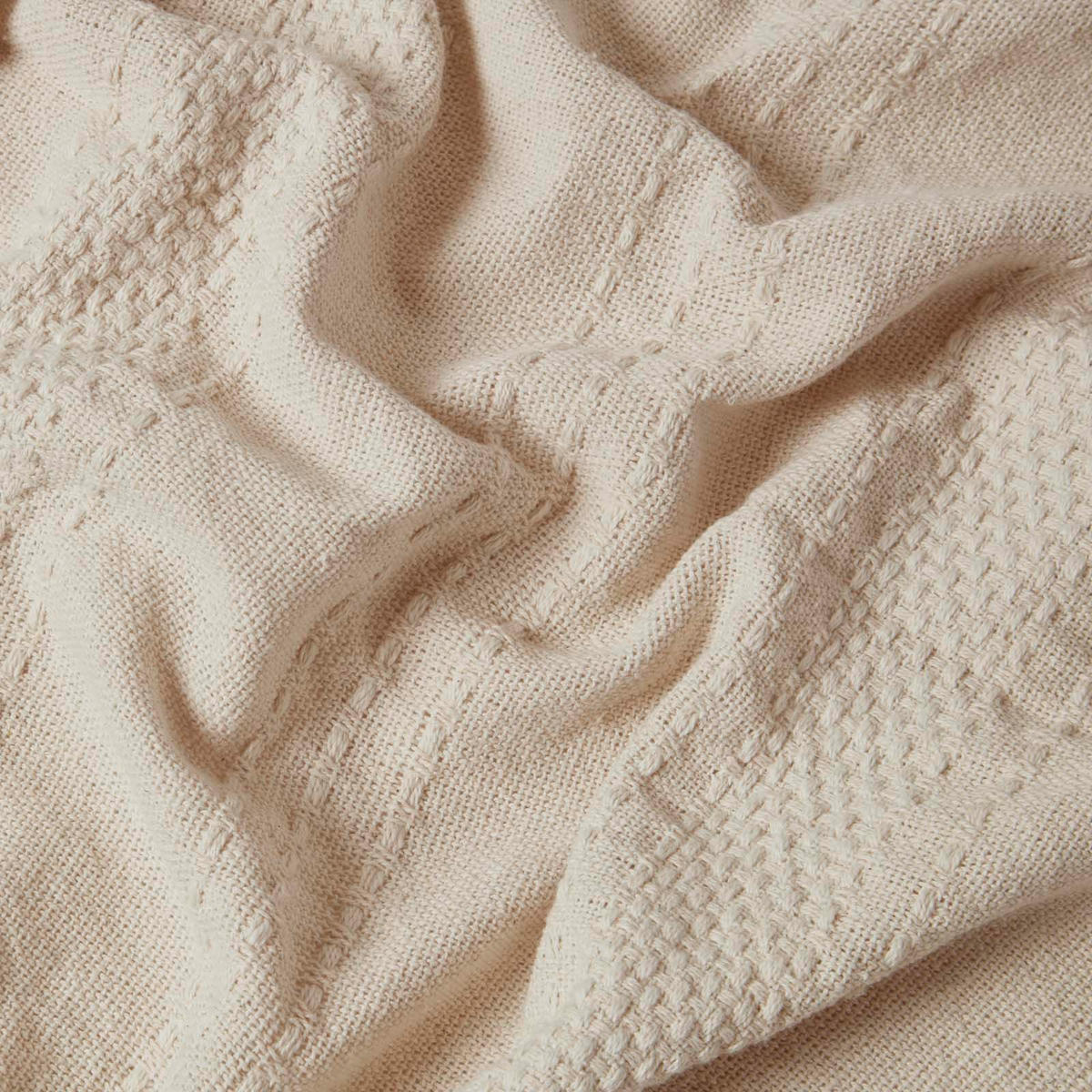 WOHNDECKE Kashi 150/200 cm, Baumwolle mit Fransen - Creme, Textil (150/200cm) - Homescapes