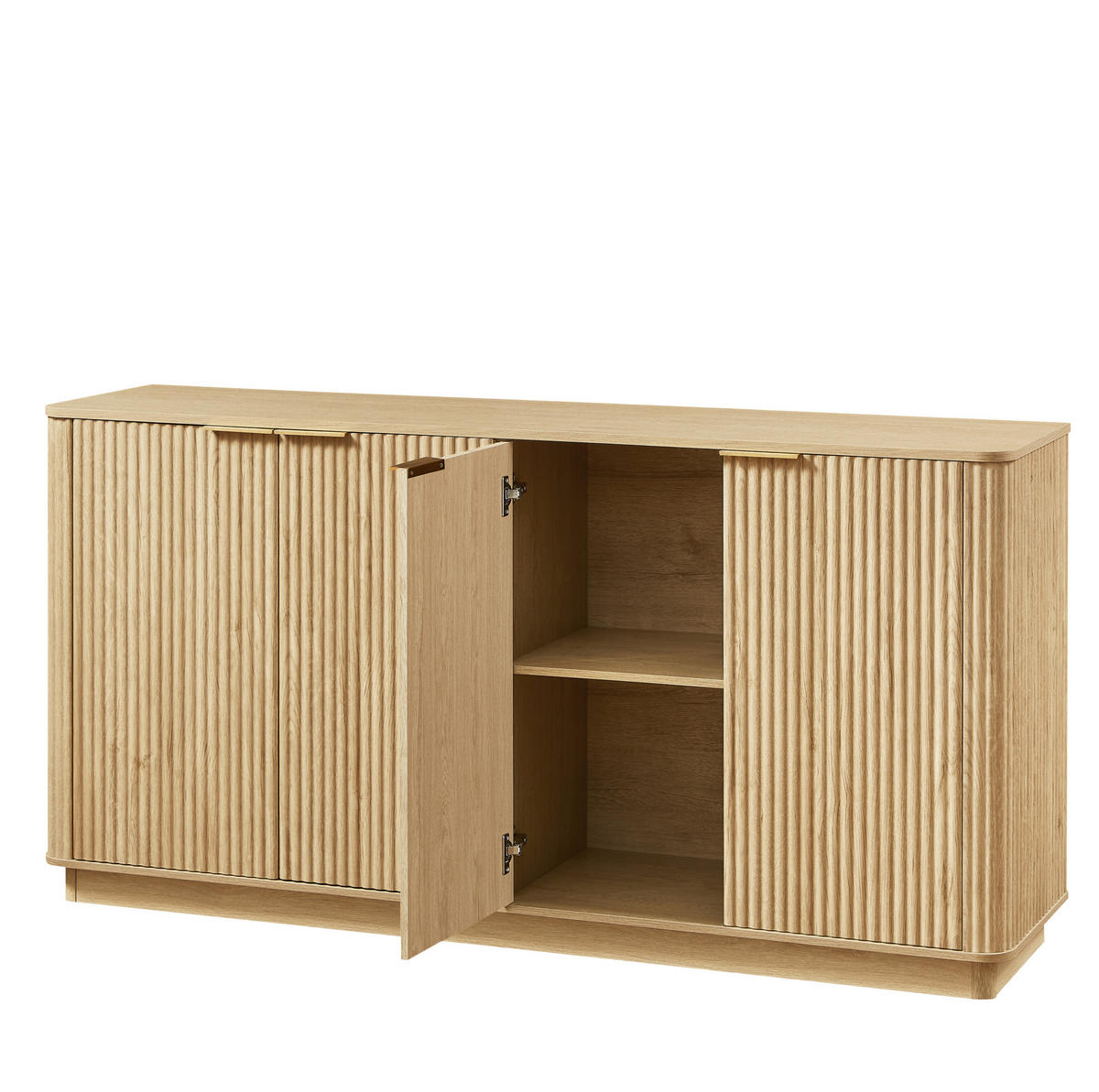 SIDEBOARD 160/40/80 cm Eiche aus MDF mit 4 Türen und Stauraum - Eichefarben, Holzwerkstoff (160/80/40cm) - OKWISH