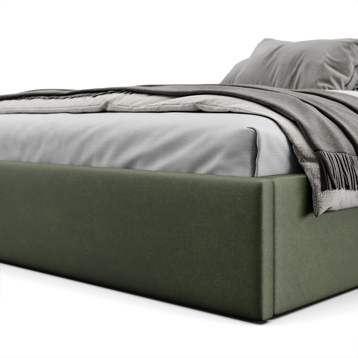 POLSTERBETT 140x200cm Bett mit Stauraum Lattenrost Khaki - Olivgrün, Holz/Holzwerkstoff (140/200cm) - Muralo