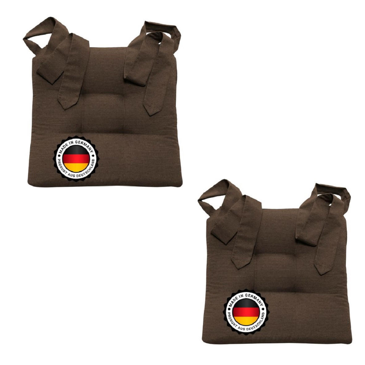 STUHLKISSEN mit Schleifenband 2er Set braun - Braun, Textil (46/42/7cm) - Bonvionn