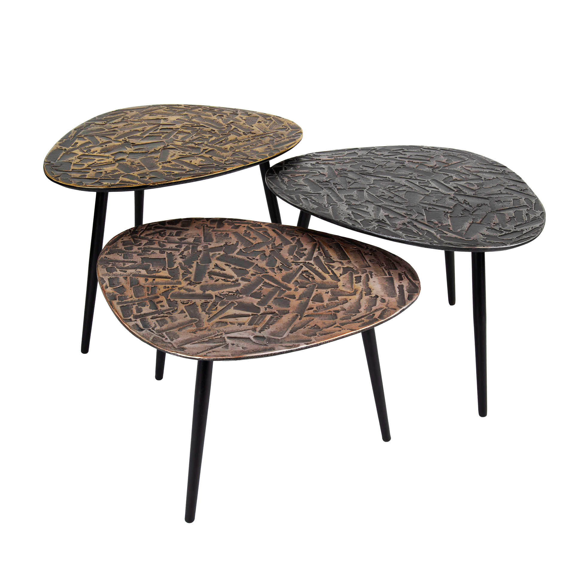 COUCHTISCH Patina Multicolor 48/60/ 43 cm 3er-Set - Multicolor, Metall (48/60/43cm) - Hoyz Collection