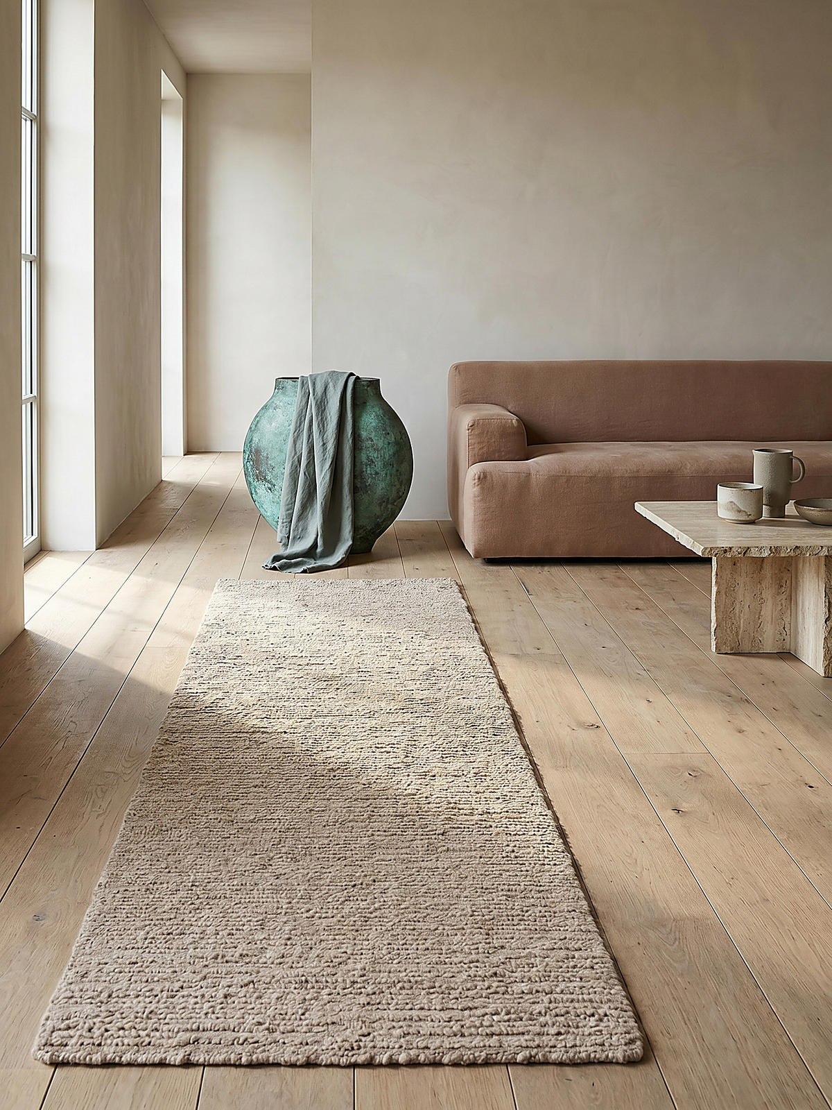 WOLLTEPPICH ALNE, einfarbig, Natur, 80 x 230 cm - Beige, Textil (80/230cm) - KADIMA DESIGN