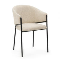STUHL BUENO gespolsterter - creme - Glamour Boucle Chenille - Creme/Schwarz, Textil/Metall (55/83/56cm) - NEW HOME
