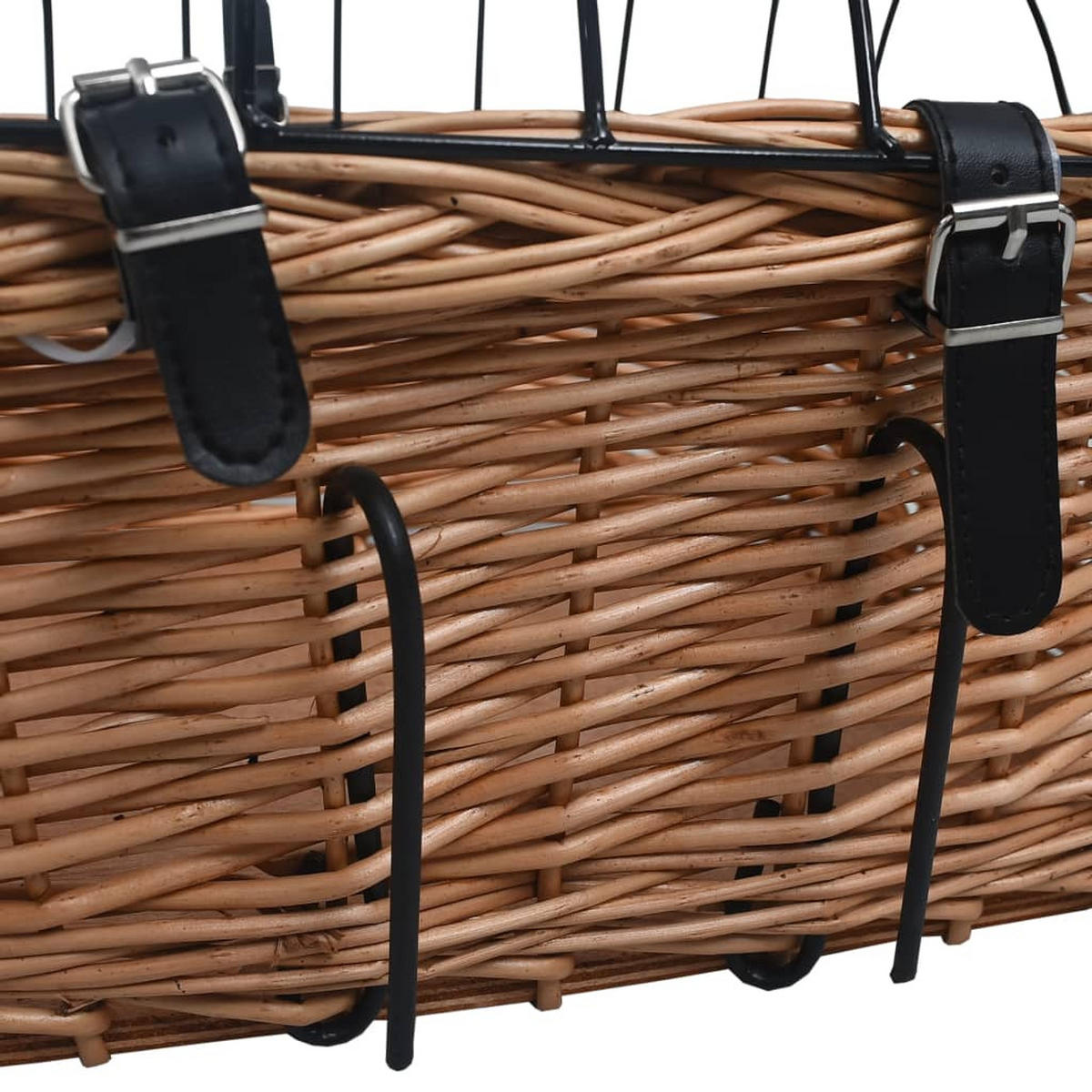 FAHRRADKORB Vorne Mit Deckel 50/45/35 Cm Natur Weide - Braun, Naturmaterialien (45/35/50cm) - vidaXL