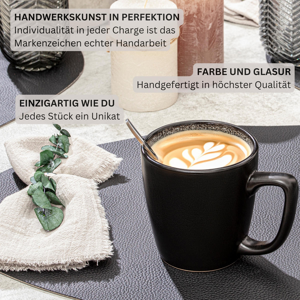 KOMBISERVICE LUXOR - 24 teilig aus Steingut - Beige/Schwarz, Stein (50/30/80cm) - Sänger