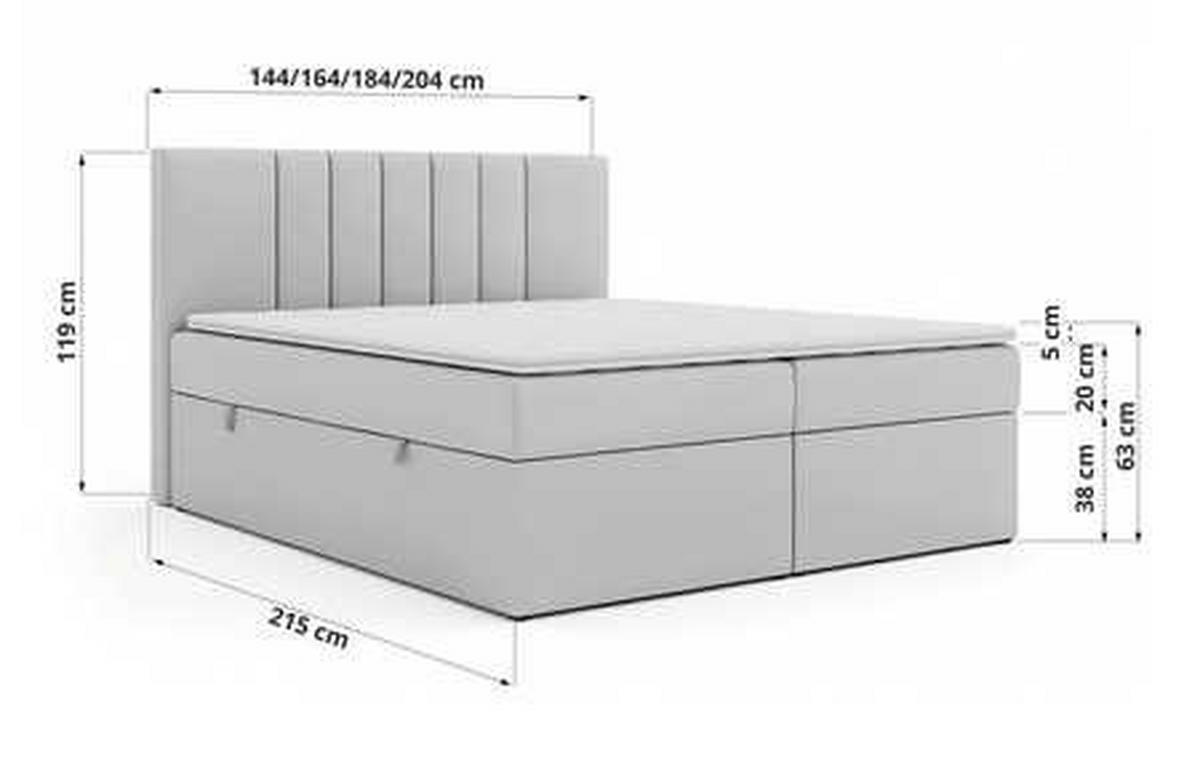 BOXSPRINGOVÁ POSTEĽ INERO 180/200 - Hnedá Samet - Topper T25 - H3 (stredne tvrdý) - hnedá/čierna, textil/plast (180/200cm) - MKS