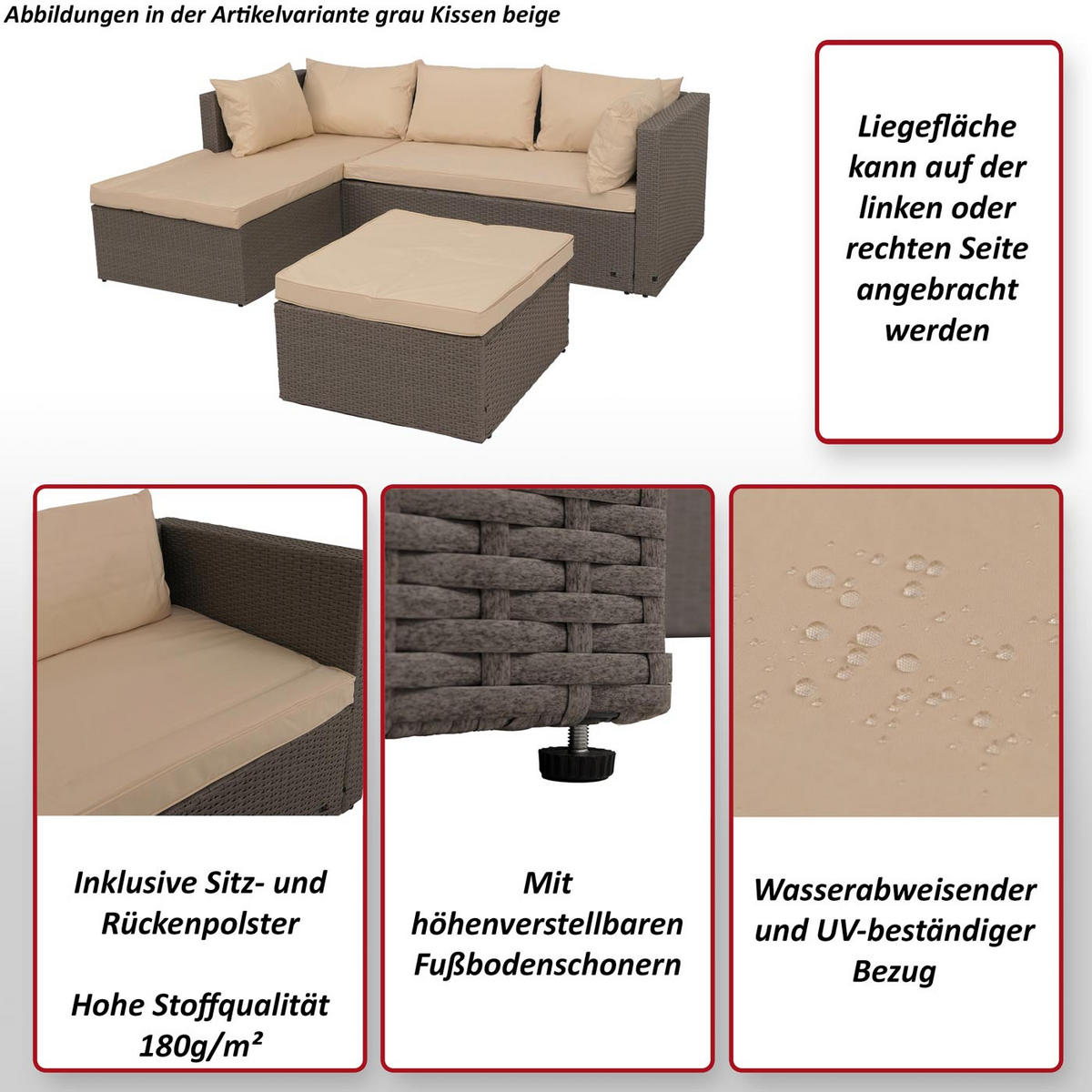 LOUNGEGARNITUR Grau, Beige - Beige/Grau, Kunststoff - MCW