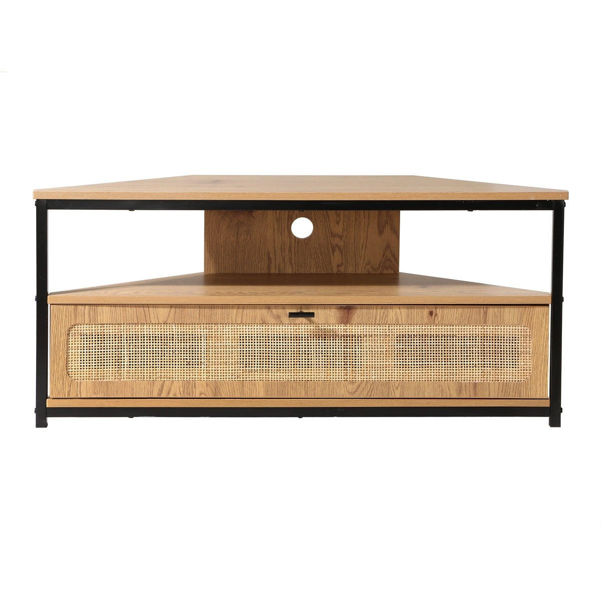 ECK-TV-MÖBEL 1 tür mit rattan-geflecht jaya 30/45/100 cm - Eschefarben, Holzwerkstoff (100/45/36cm) - Calicosy