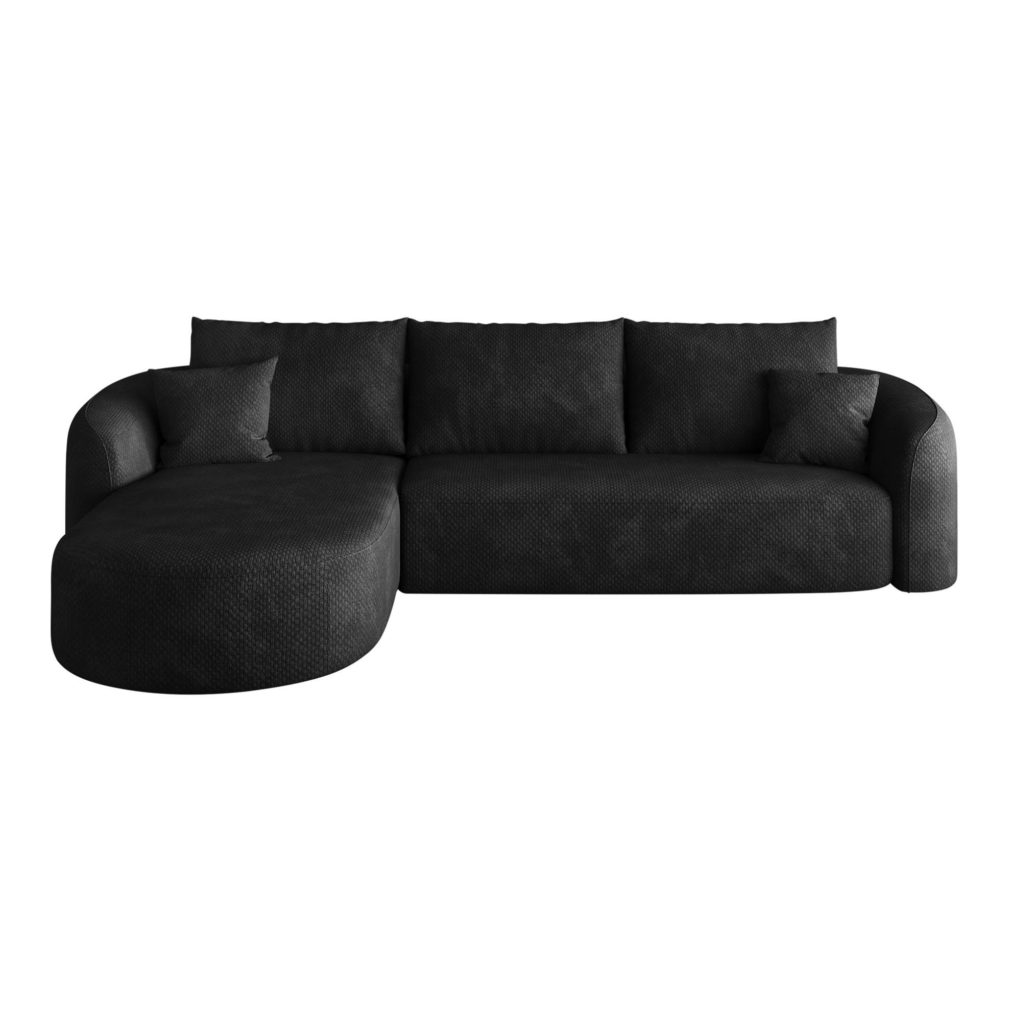 ECKSOFA 266/168/85 cm in Schwarz aus Stoff, modular und ohne Montage - Schwarz, Textil (168/266cm) - Flora Grace