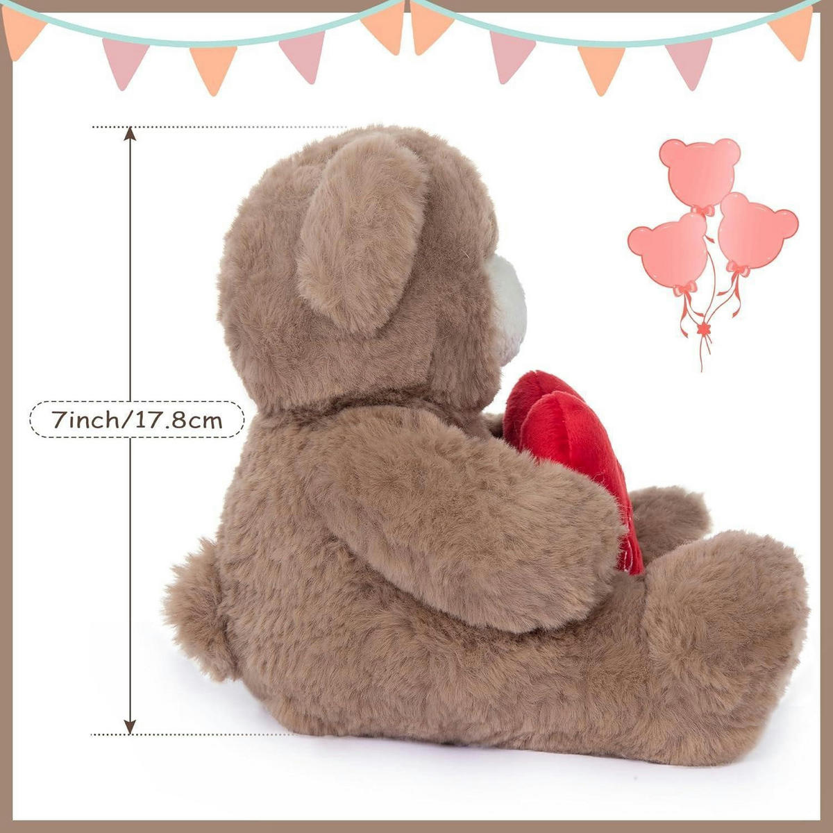 PLÜSCHBÄR mit Herz 18 cm - Braun, Textil (17.8/17.8cm)