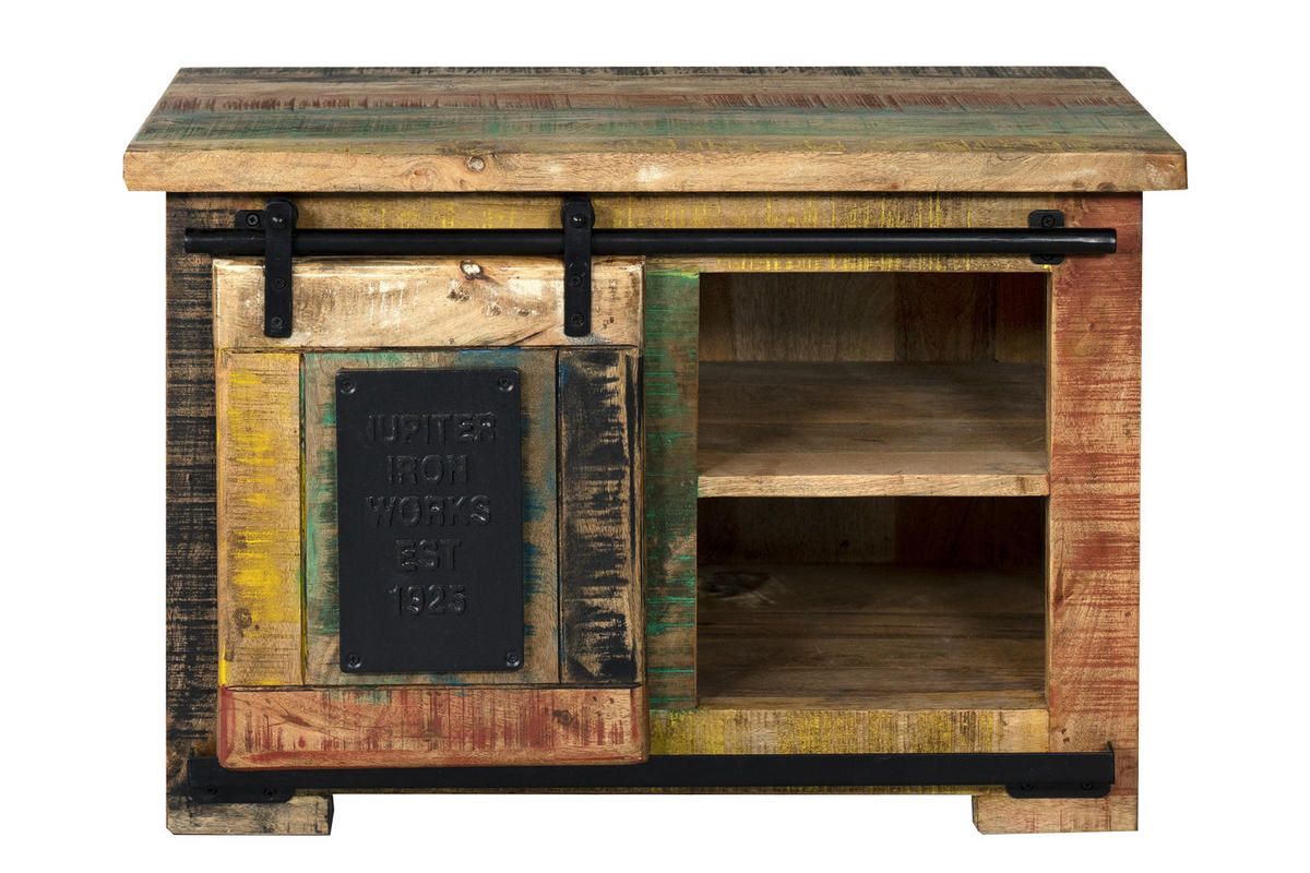 LOWBOARD LIBRO - Hellbraun/Multicolor, Akazienholz/Holz (75/47/50cm) - SAM