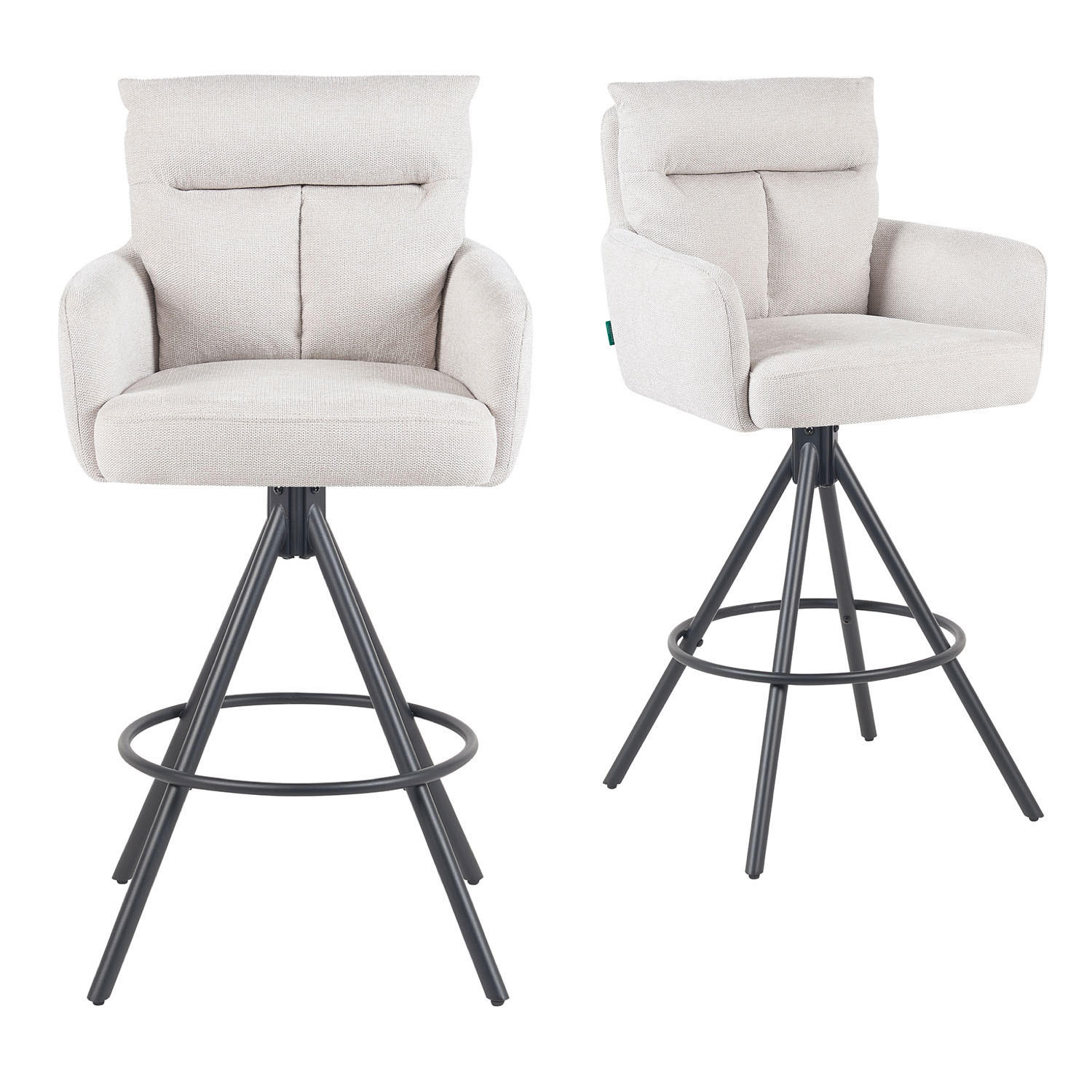 BARHOCKER Lio - Creme/Schwarz, Textil/Metall (54/103/57cm) - DUBI Möbel
