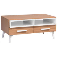 COUCHTISCH heller Holzfarbton/weiß rechteckig Alloa - Hellbraun/Weiß, Holzwerkstoff (60/100/45cm) - Beliani