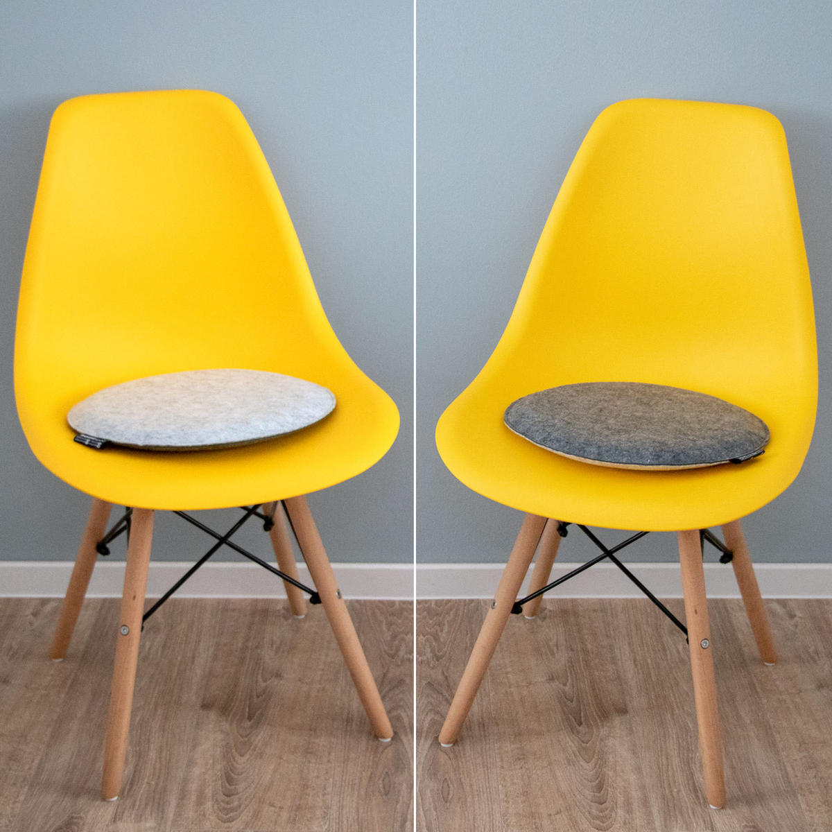 FILZ-SITZKISSEN zum Wenden, Ø 35/3 cm, Grau - Grau, Kunststoff (35cm) - Dunedesign