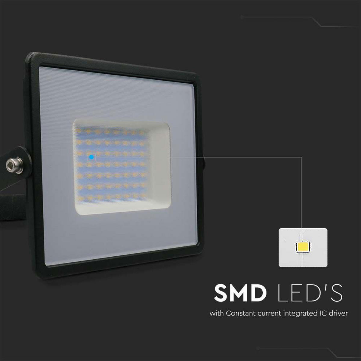 LED BAUSTRAHLER Schwarz 50 Watt - Schwarz, Glas (19.8/2.8/16.7cm)
