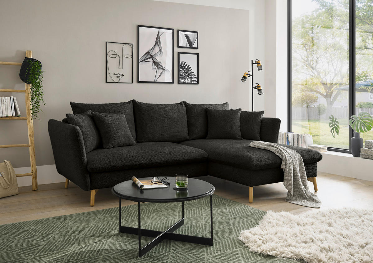 ECKSOFA S11 Ambriamo Anthrazit 258/91/167 cm Recamiere rechts - Anthrazit, Textil (258/167cm) - Livojo