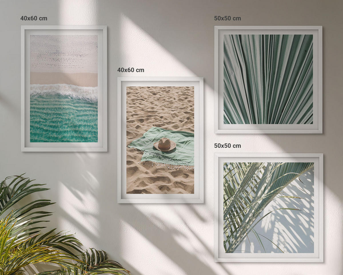 BILDER SET 4er Set - 50x50 cm & 40x60 cm Weißer Rahmen - Urlaubsblick Strand Meer - Weiß, Kunststoff (50/50cm) - TULUP