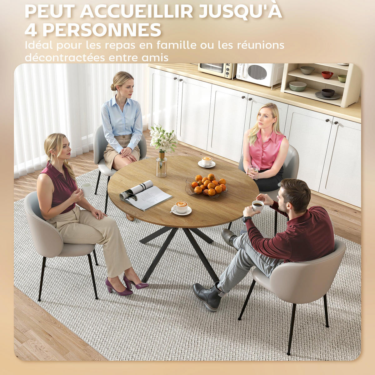 ESSTISCH Runder DE-16506 Eiche - Eichefarben, Holzwerkstoff (120/120/75cm) - ComfortXL