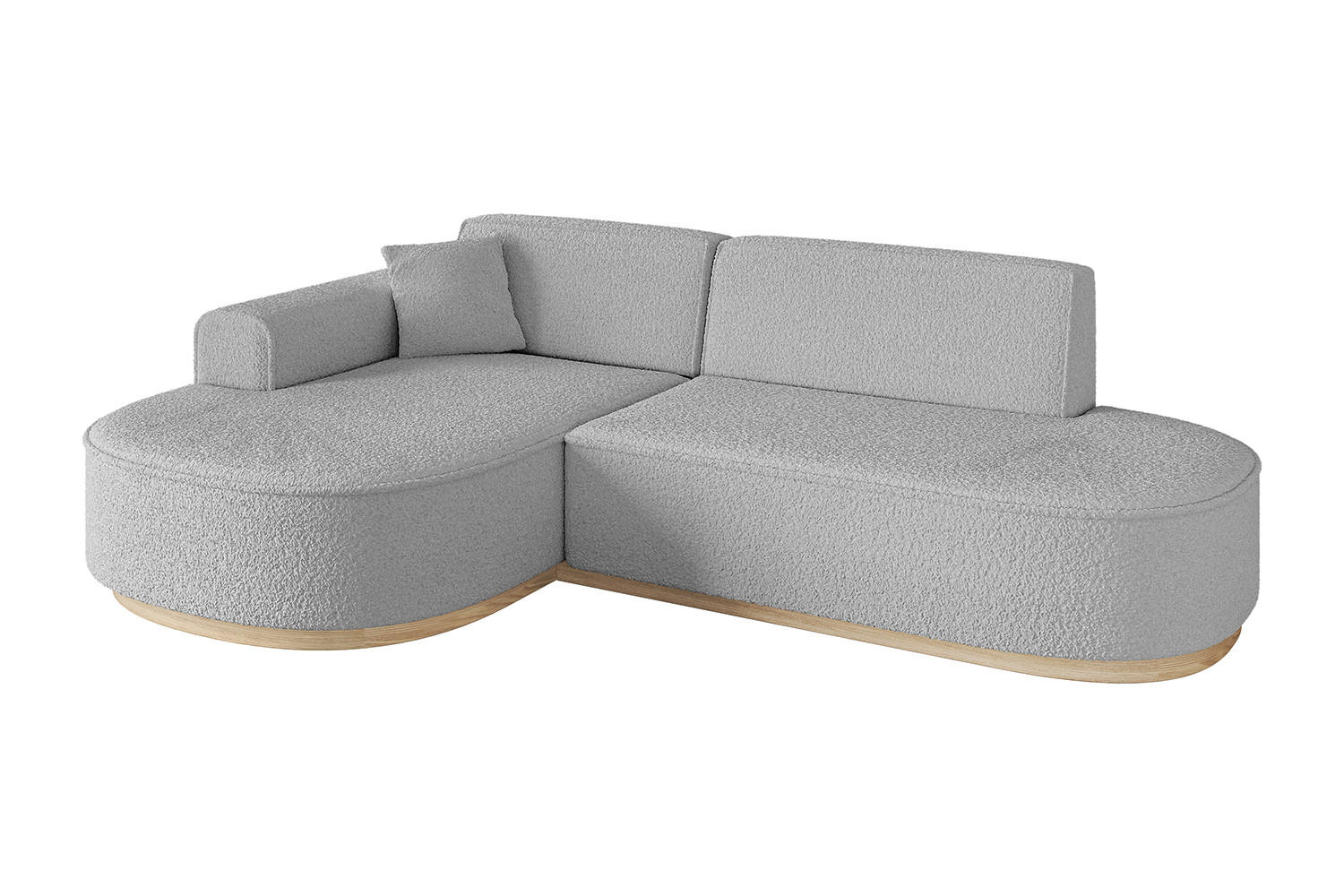 ECKSOFA Ottomane Links MARI-L1-v1 - 243x171x83 cm Hellgrau Bouclé - Hellgrau, Holzwerkstoff/Textil (243/171cm) - ALTDECOR