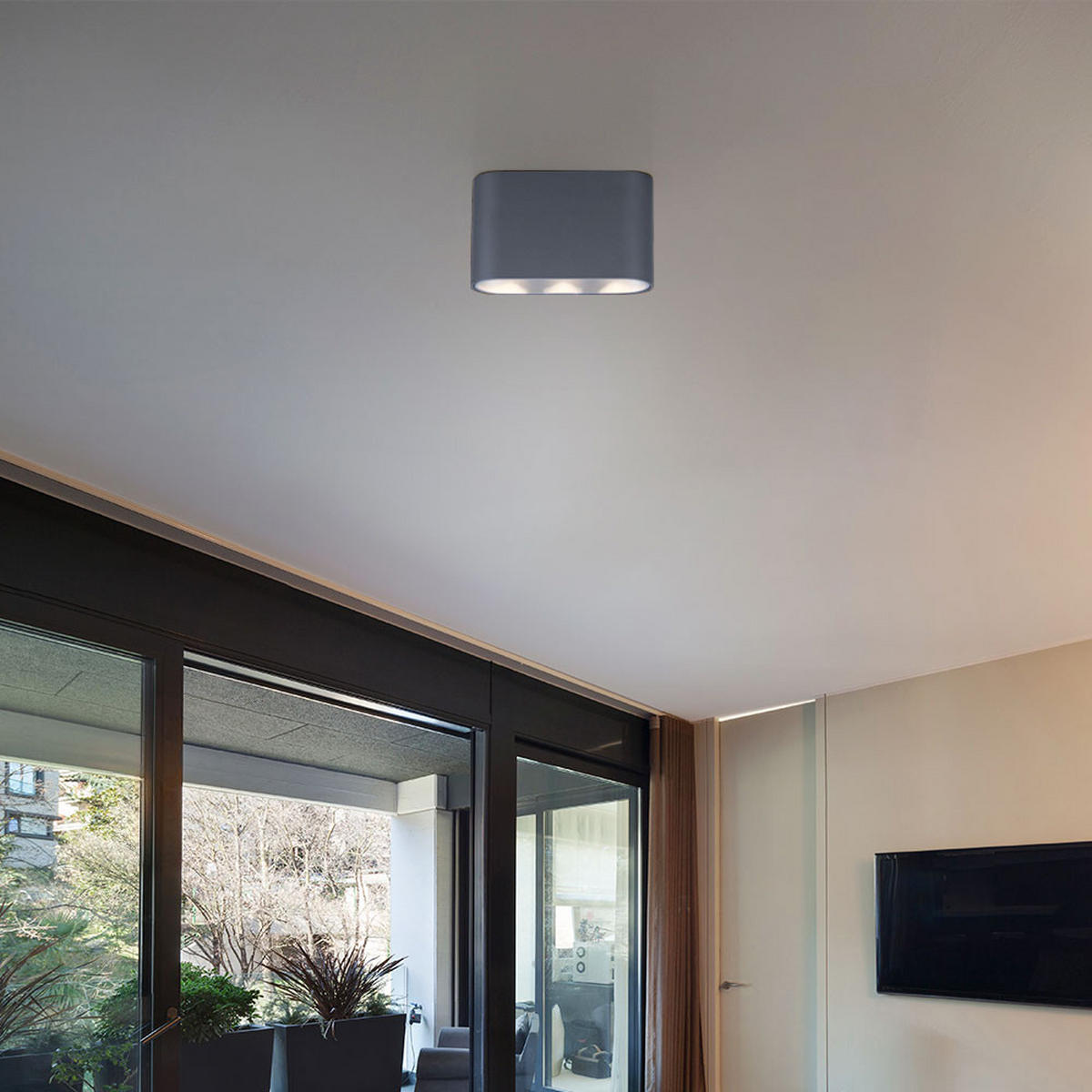 LED DECKENLEUCHTE Aluminium Grau 2er Set - Grau, Metall (10.5/3.8/6.4cm) - Globo Lighting
