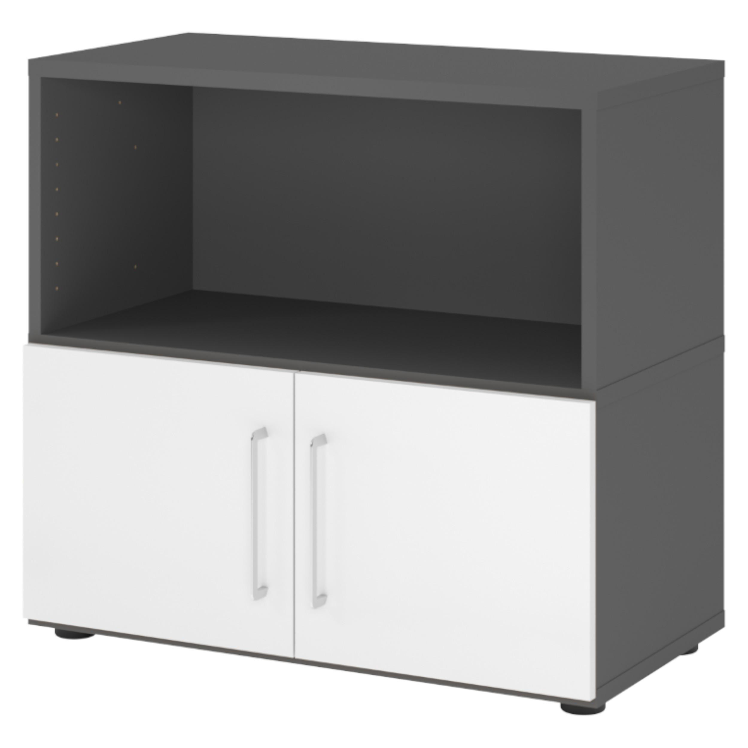 AKTENSCHRANK klein mit Flügeltüren 41,7/80/74,8 cm in Graphitfarben/Weiß - Graphitfarben/Weiß, Holzwerkstoff (80/74.8/41.7cm) - bümö