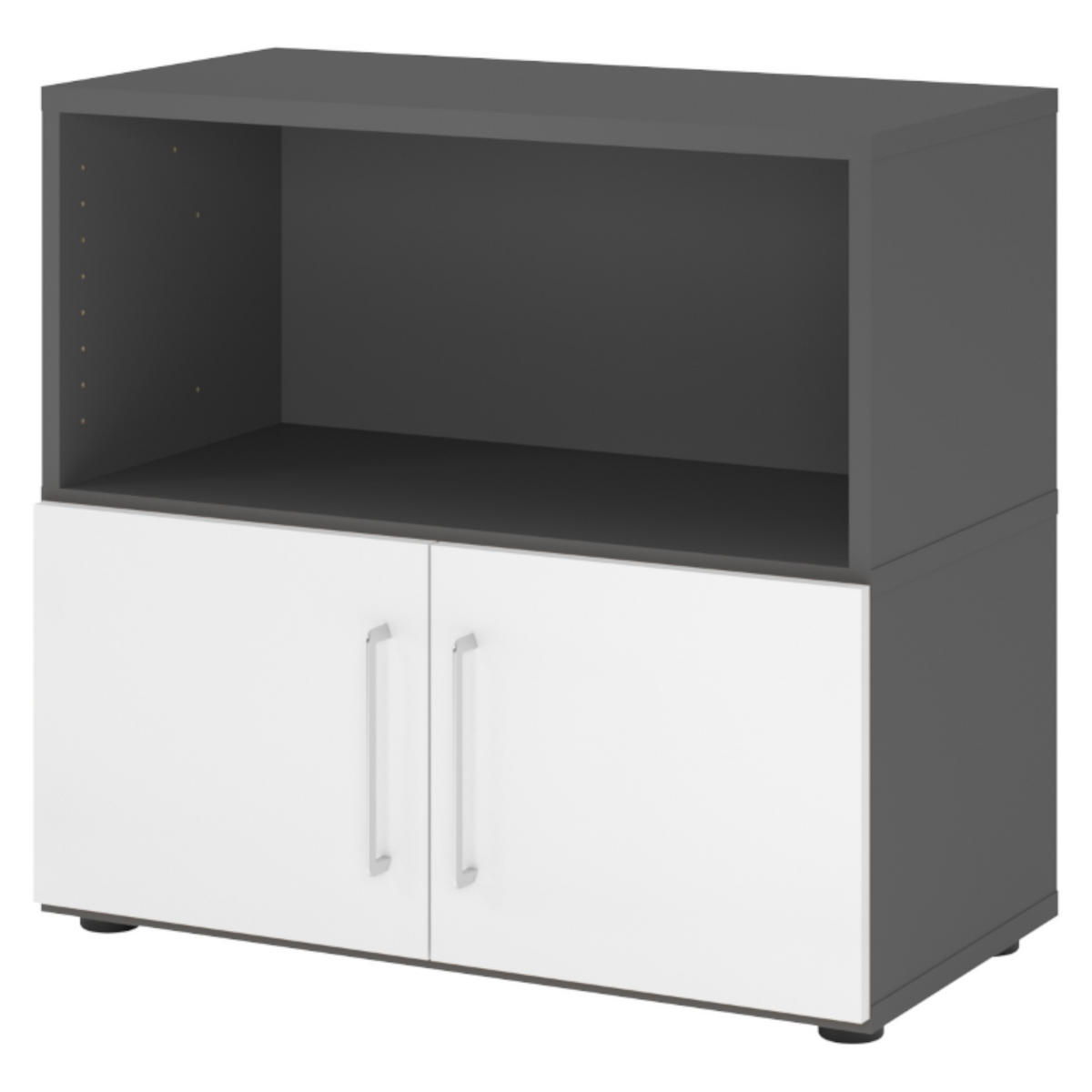 AKTENSCHRANK klein mit Flügeltüren 41,7/80/74,8 cm in Graphitfarben/Weiß - Graphitfarben/Weiß, Holzwerkstoff (80/74.8/41.7cm) - bümö