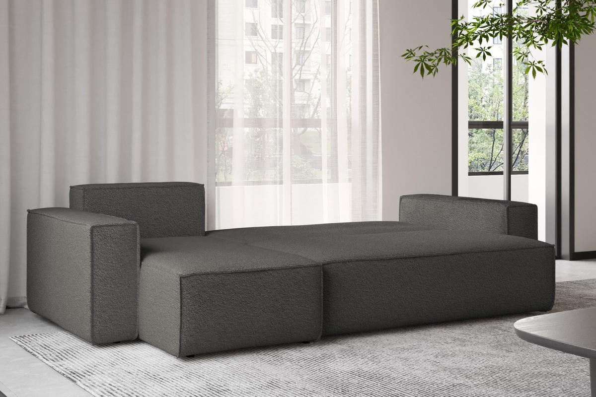 ECKSOFA Mit Schlaffunktion Und Bettkasten L-Form BEST Stoff Abriamo Graphit Links - Graphitfarben, Holz/Textil (142/244cm) - Kaiser Möbel