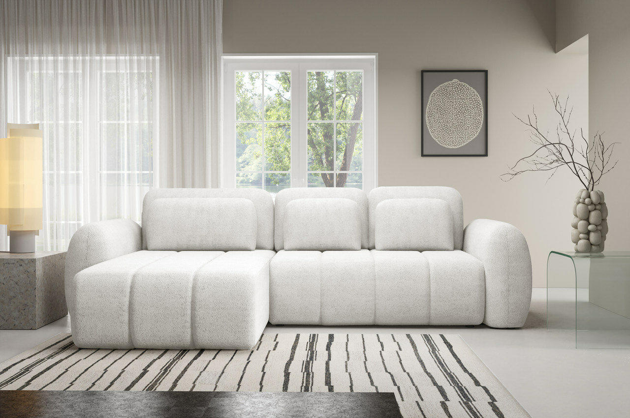 ECKSOFA mit Schlaffunktion Premium Weiß - Schwarz/Weiß, Holz/Holzwerkstoff (304/190cm) - Furnisell