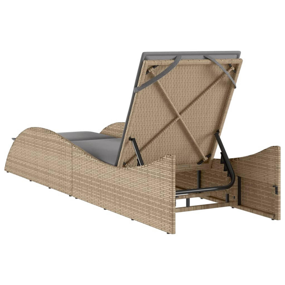 SONNENLIEGE Mit Auflage Beige 60/205/73 Cm Poly Rattan - Beige, Kunststoff (205/73/60cm) - vidaXL