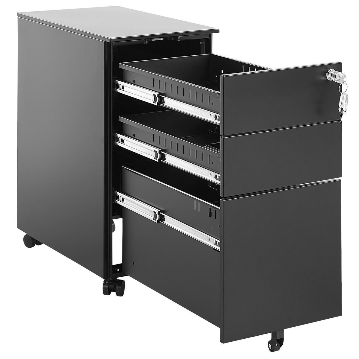AKTENSCHRANK schwarz Bolsena - Schwarz, Metall (30/60/50cm) - Beliani