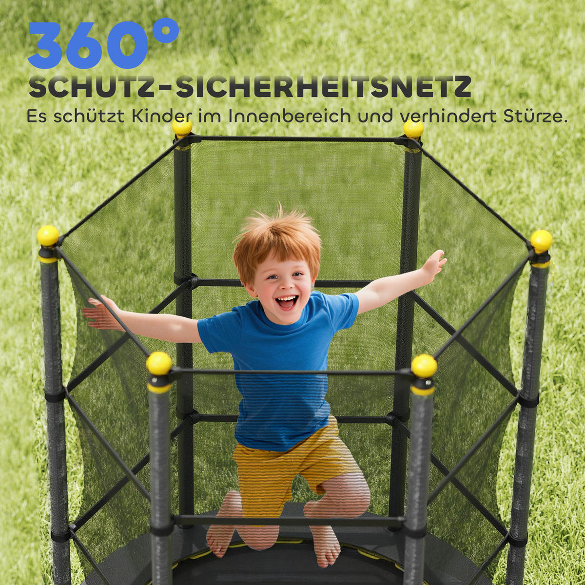 KINDERTRAMPOLIN - Schwarz, Kunststoff/Metall (140/140cm) - HOMCOM