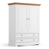 WÄSCHESCHRANK Belluno Elegante Kiefer weiß (RAL9010) lackiert / Kiefer gebeizt, Eichefarben 108 / 45 / 147cm - Eichefarben/Weiß, Holz/Metall (108/147/45cm) - Feldmann-Wohnen